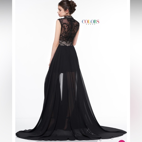 NWT Colors Dress, Beaded Black And Nude Romper Dress Size 10 (2036) - Picture 4 of 13